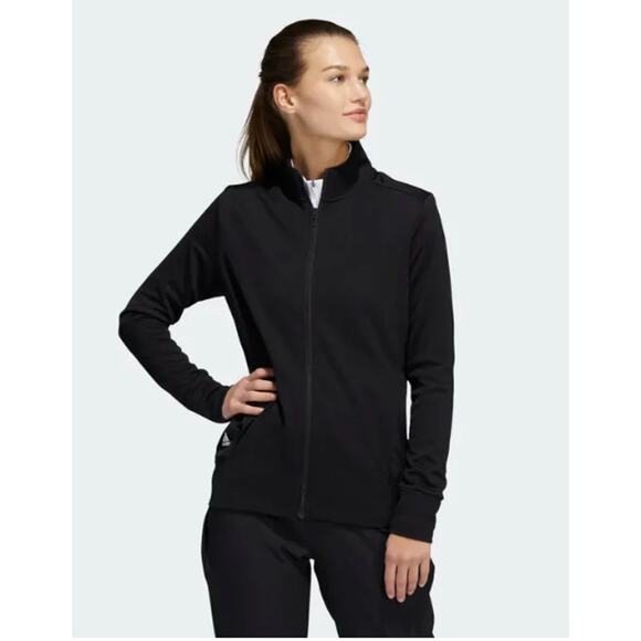 Adidas Women's MEDIUM Textured Full-Zip Jacket, Black - Picture 2 of 6